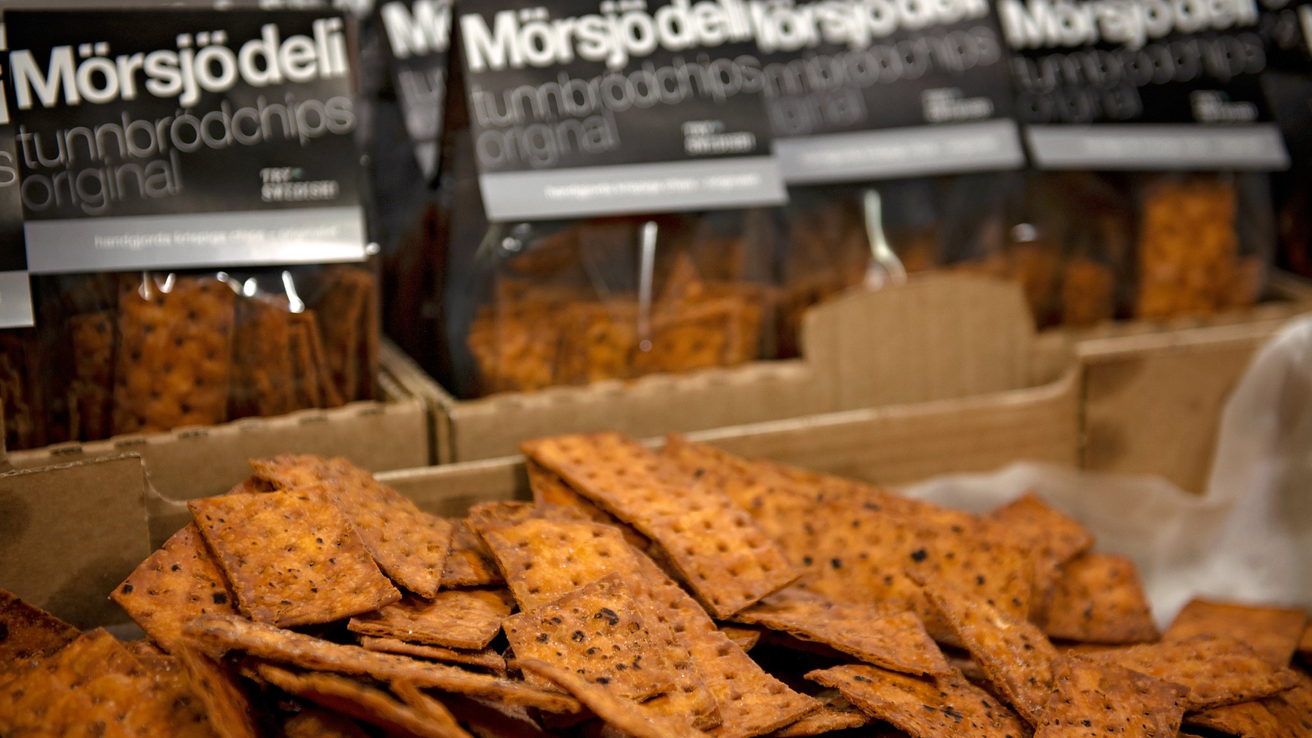 Närbild på Mörjö deli tunnbrödchips original