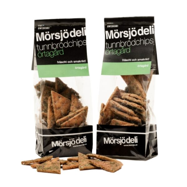 Mörsjö deli tunnbrödchips örtagård, 2 x 100 gram förpackning